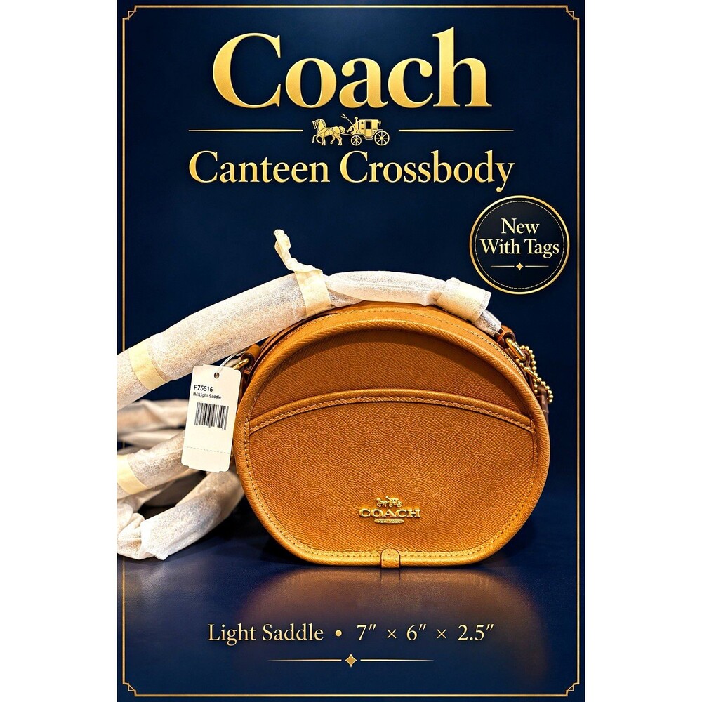 Coach Canteen Crossbody Bag F75516 Light Saddle Crossgrain Leather NWT